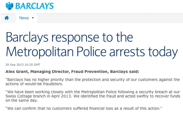 Barclays statement