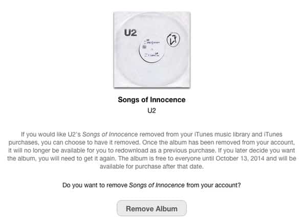 Remove U2 album