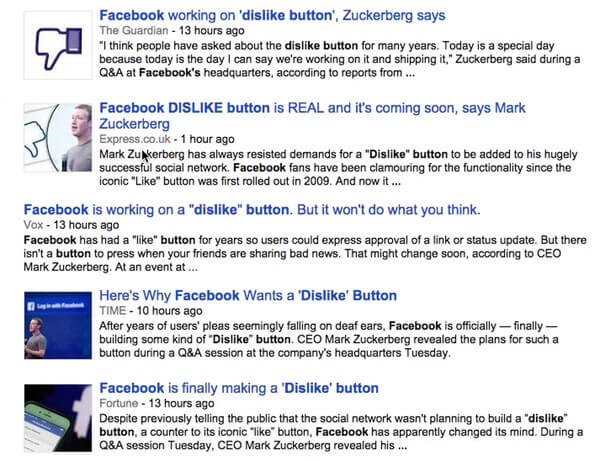 Facebook dislike headlines