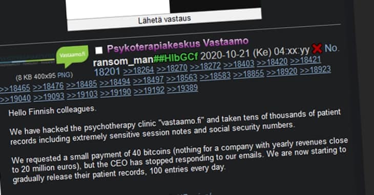 Finnish therapy clinic's CEO fired after despicable data breach